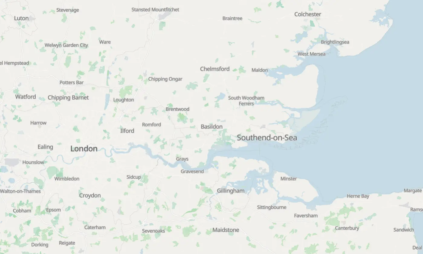 Map of Basildon and the surrounding area