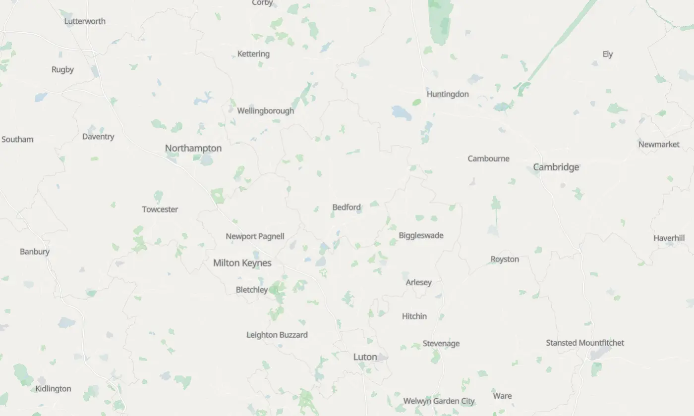 Map of Bedford and the surrounding area