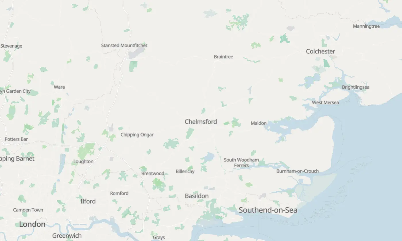 Map of Chelmsford and the surrounding area