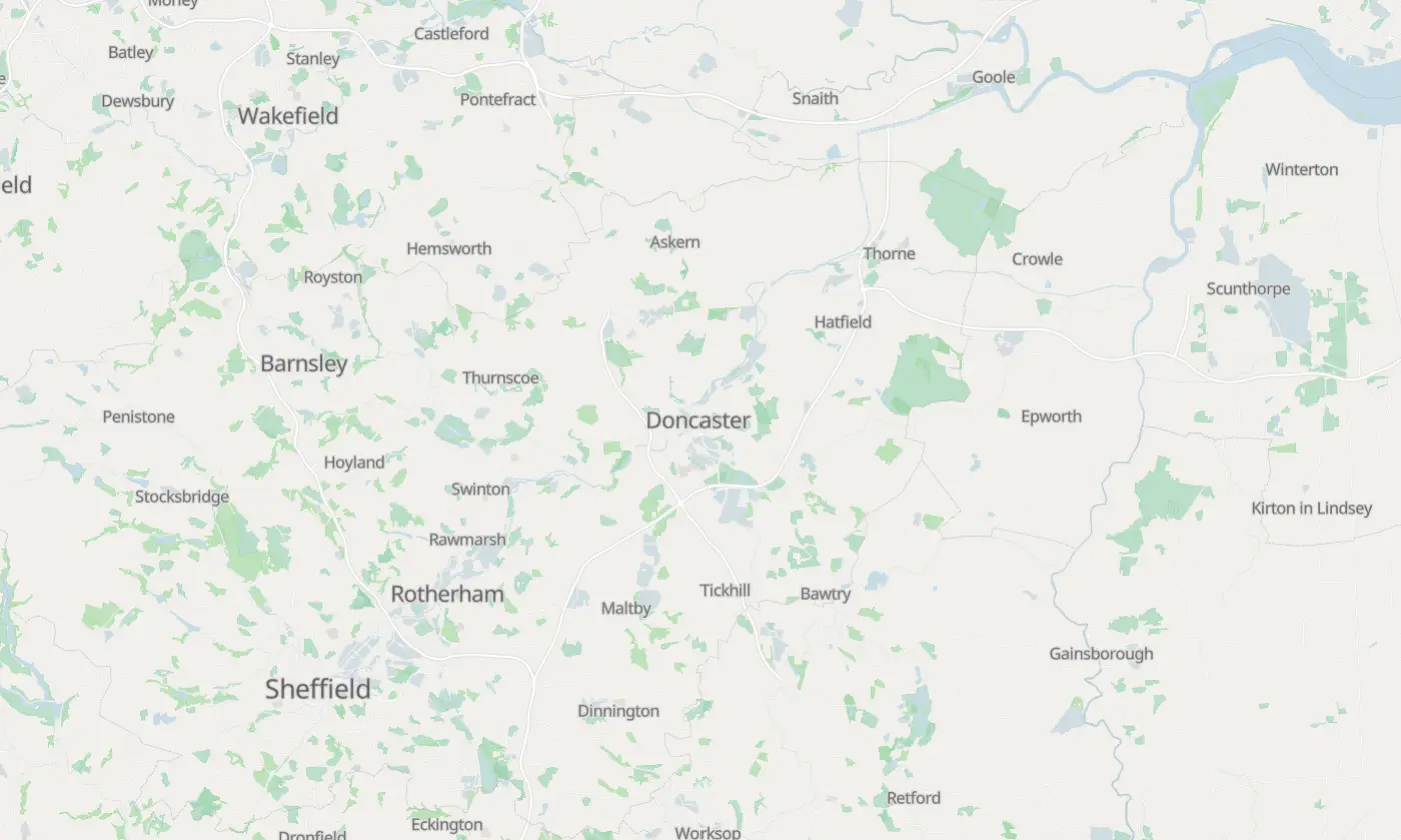Map of Doncaster and the surrounding area
