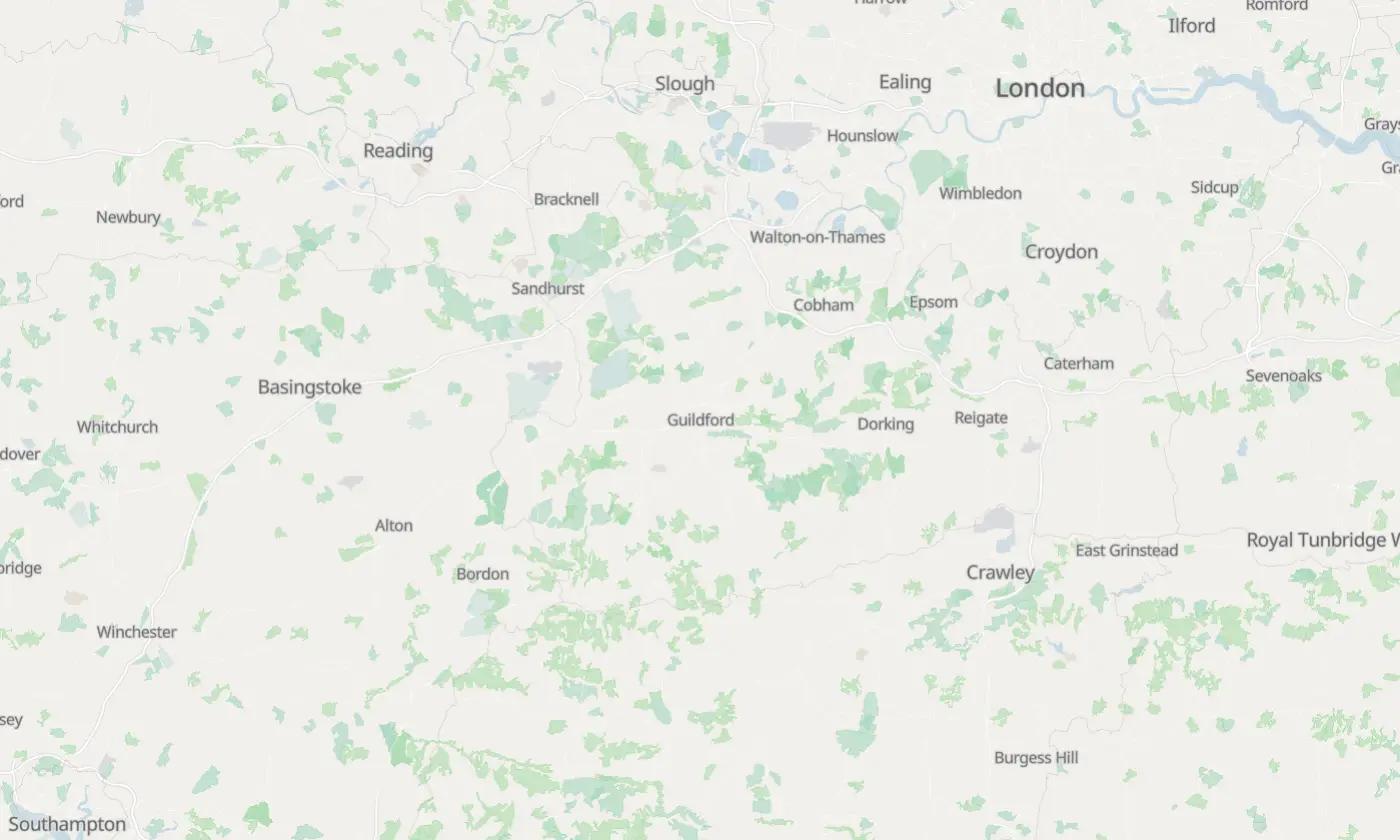 Map of Guildford and the surrounding area