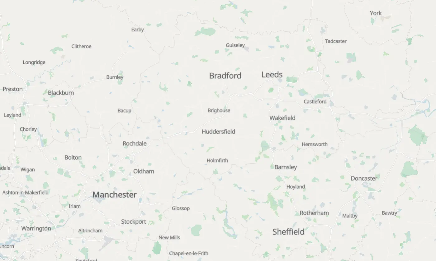 Map of Huddersfield and the surrounding area