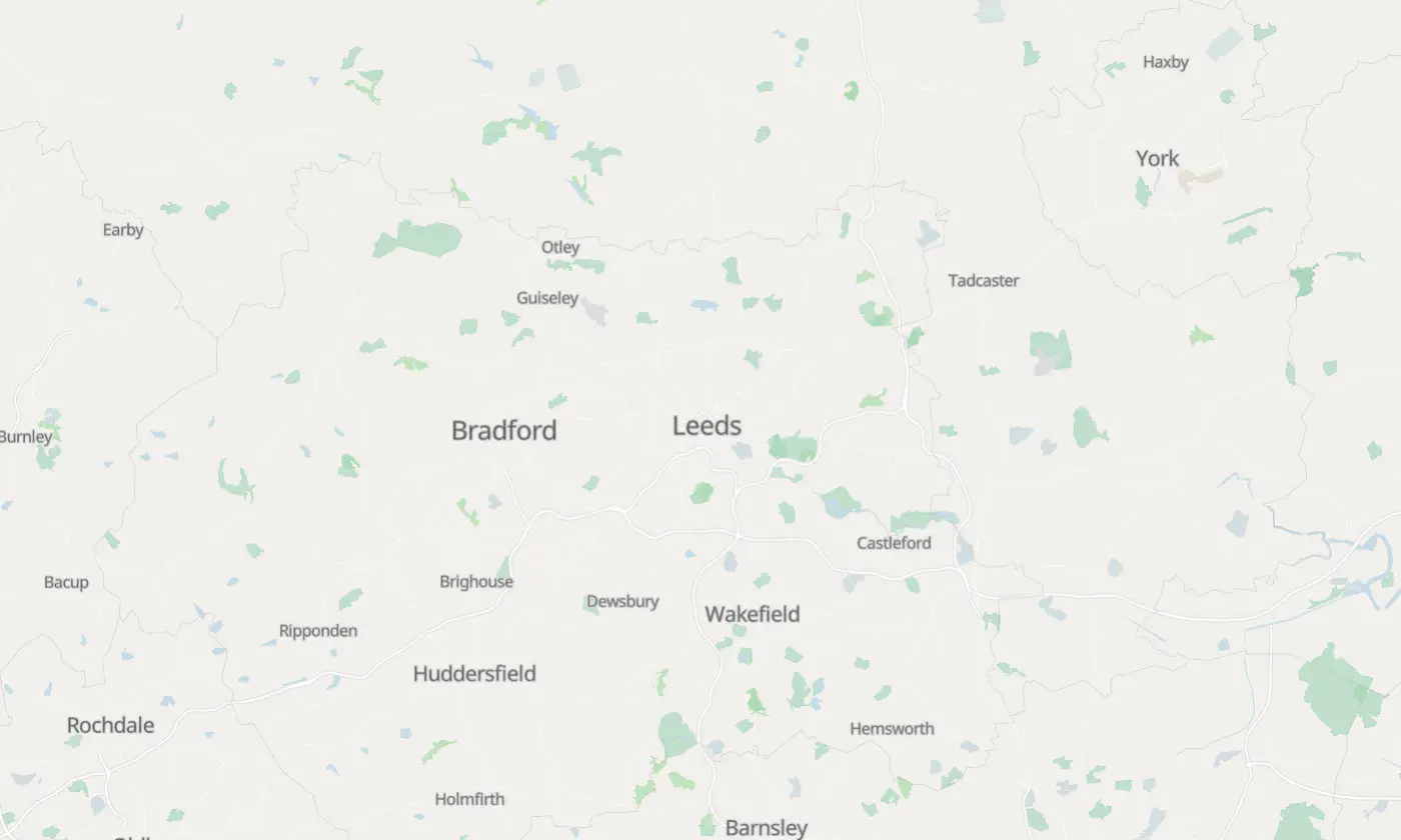 Map of Leeds and the surrounding area