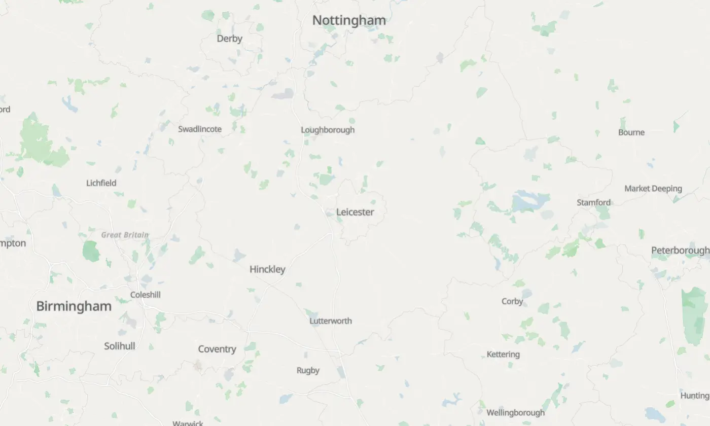 Map of Leicester and the surrounding area