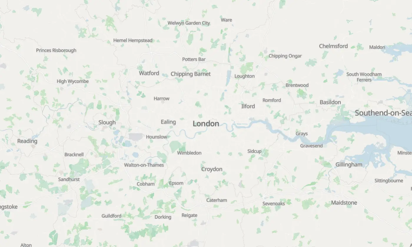 Map of London and the surrounding area