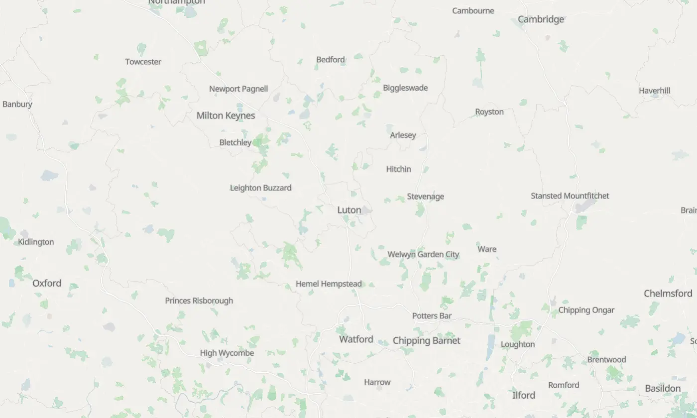 Map of Luton and the surrounding area