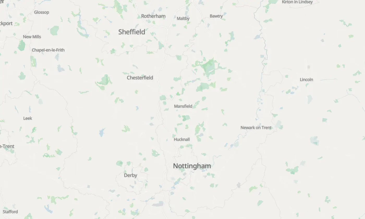 Map of Mansfield and the surrounding area