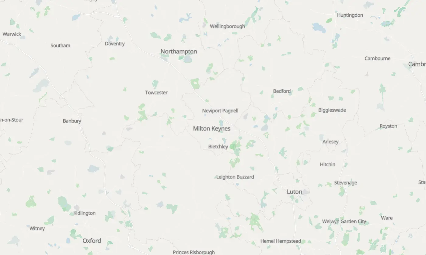 Map of Milton Keynes and the surrounding area