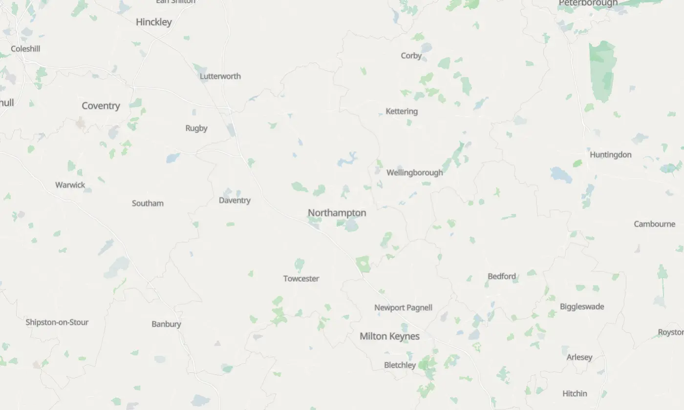 Map of Northampton and the surrounding area