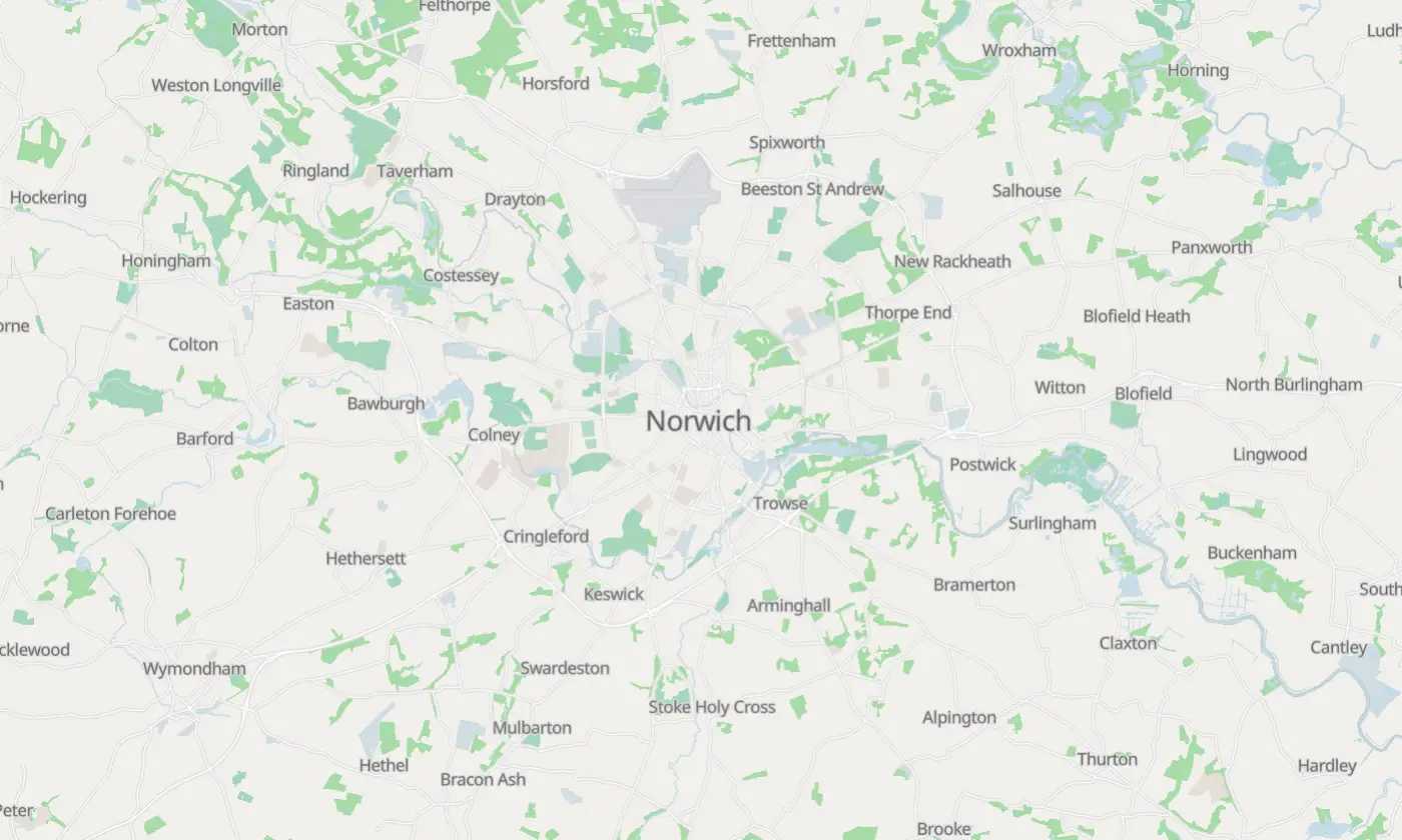 Map of Norwich and the surrounding area