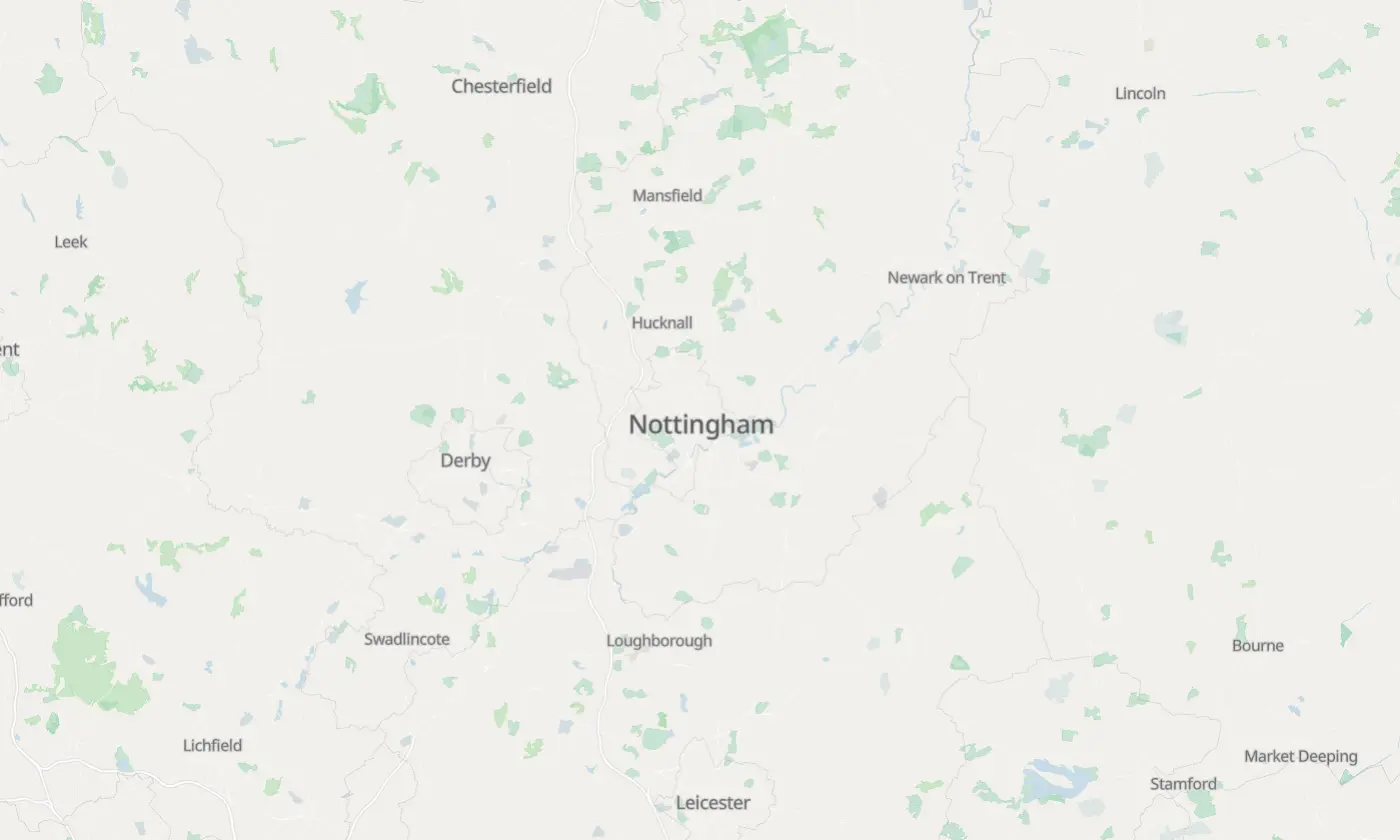 Map of Nottingham and the surrounding area
