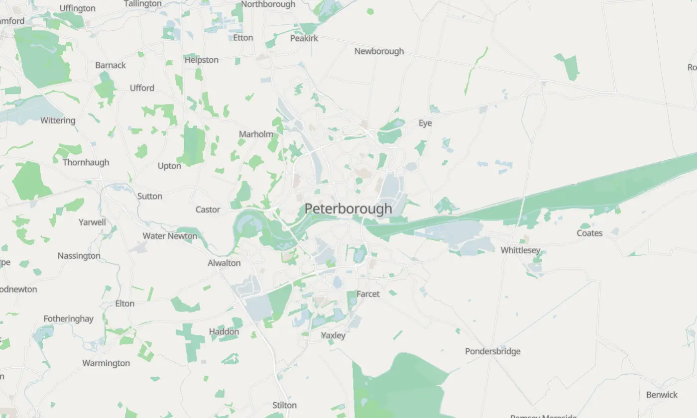Map of Peterborough and the surrounding area