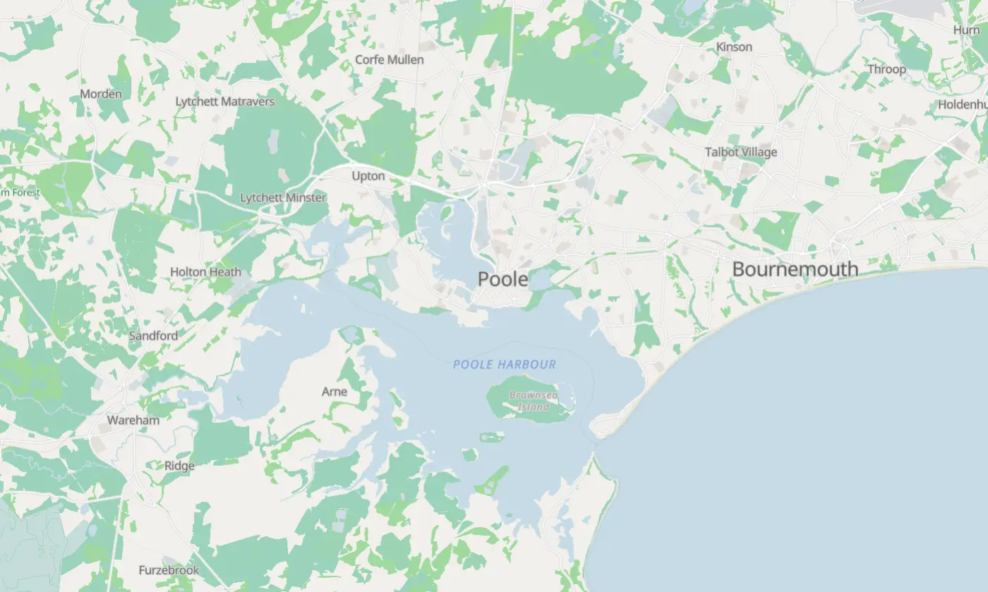 Map of Poole and the surrounding area