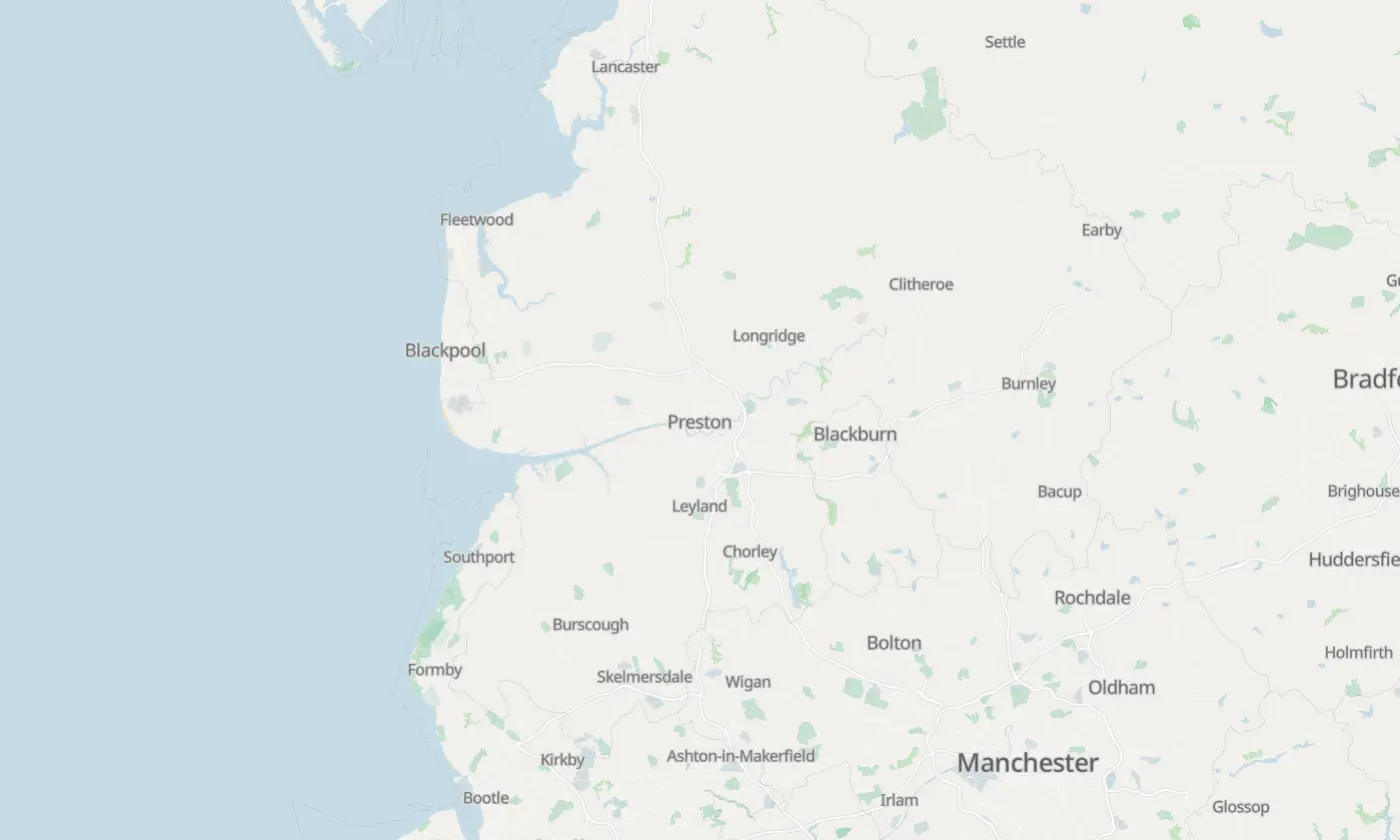 Map of Preston and the surrounding area