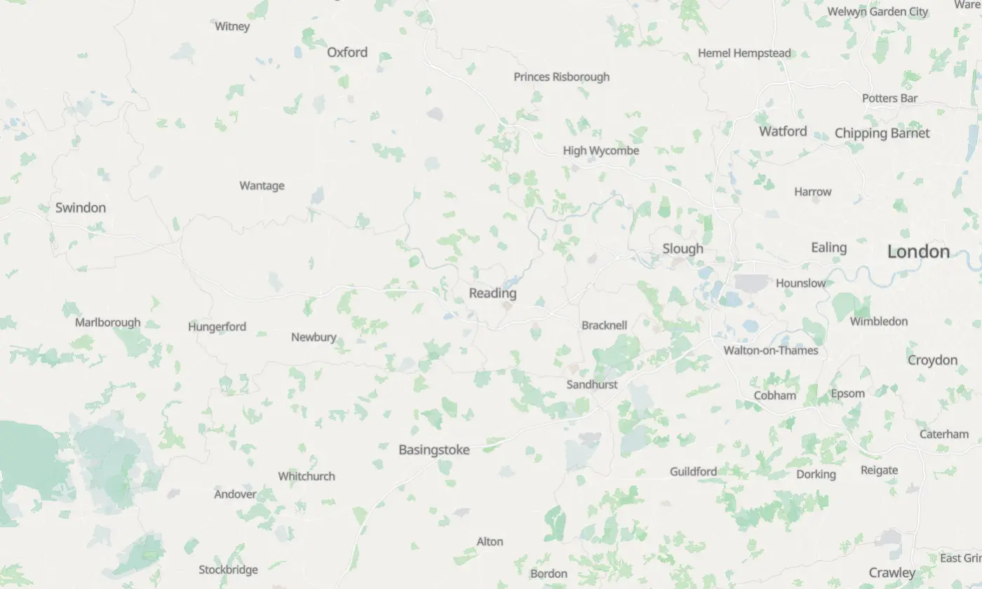 Map of Reading and the surrounding area