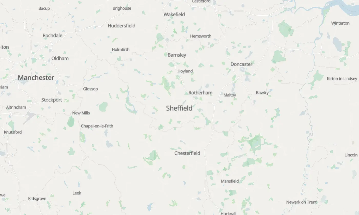 Map of Sheffield and the surrounding area