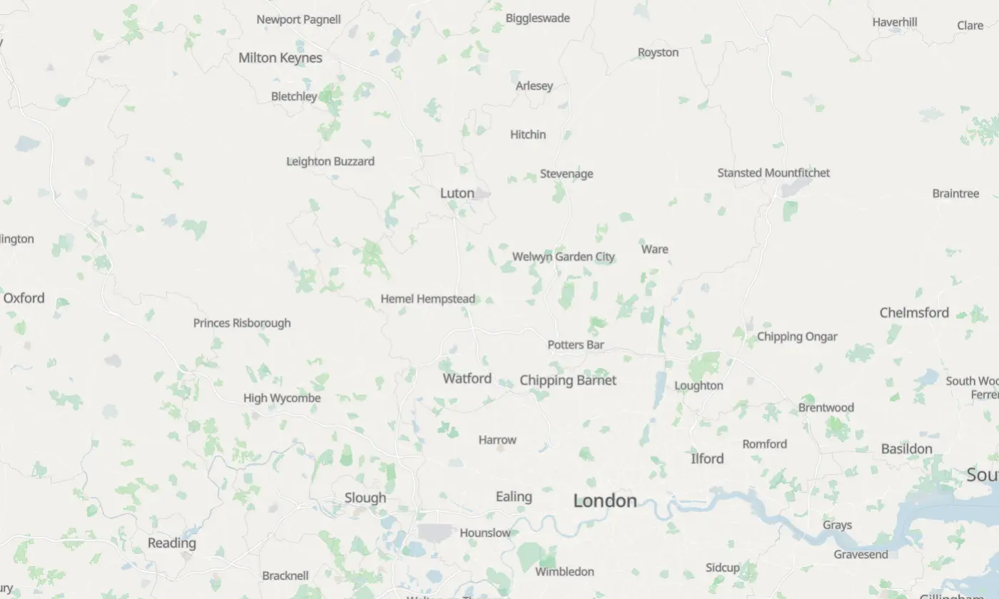 Map of St Albans and the surrounding area