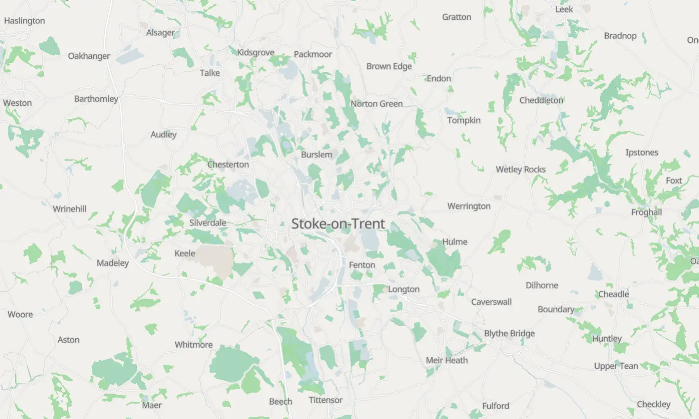 Map of Stoke-on-Trent and the surrounding area