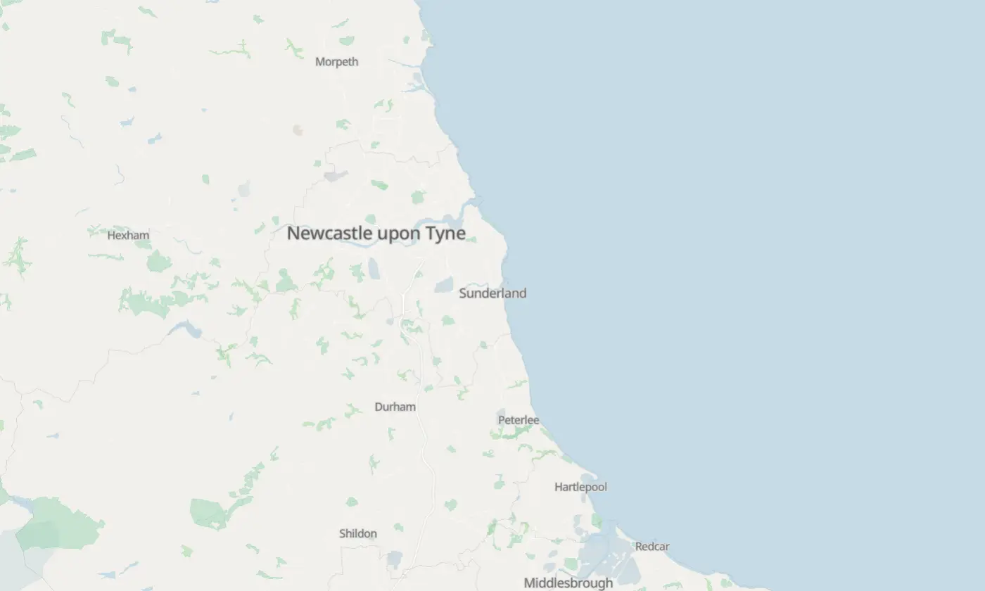 Map of Sunderland and the surrounding area