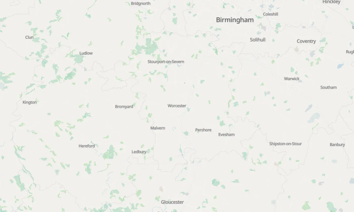 Map of Worcester and the surrounding area