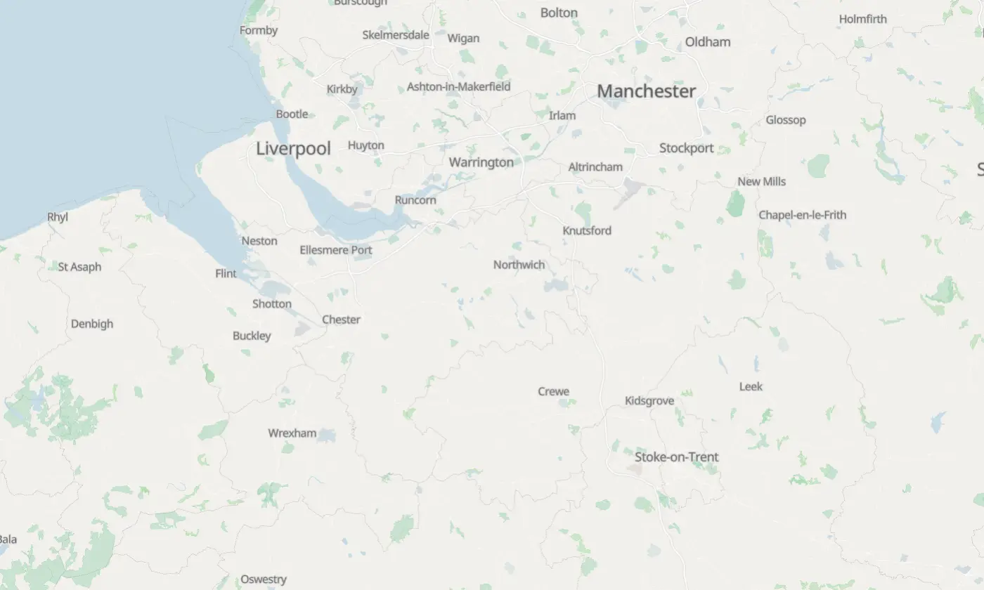 Map of Cheshire and the surrounding area