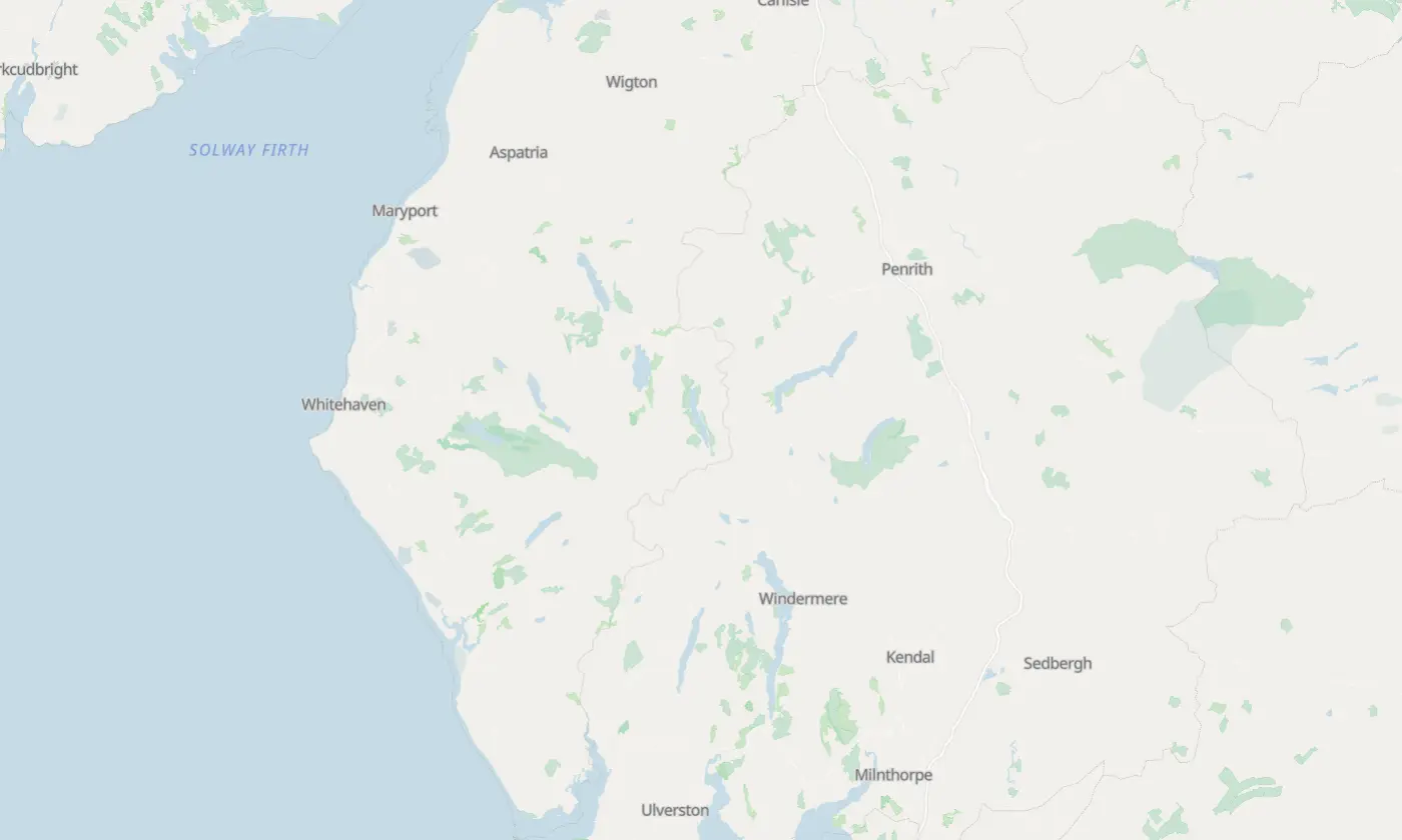 Map of Cumbria and the surrounding area