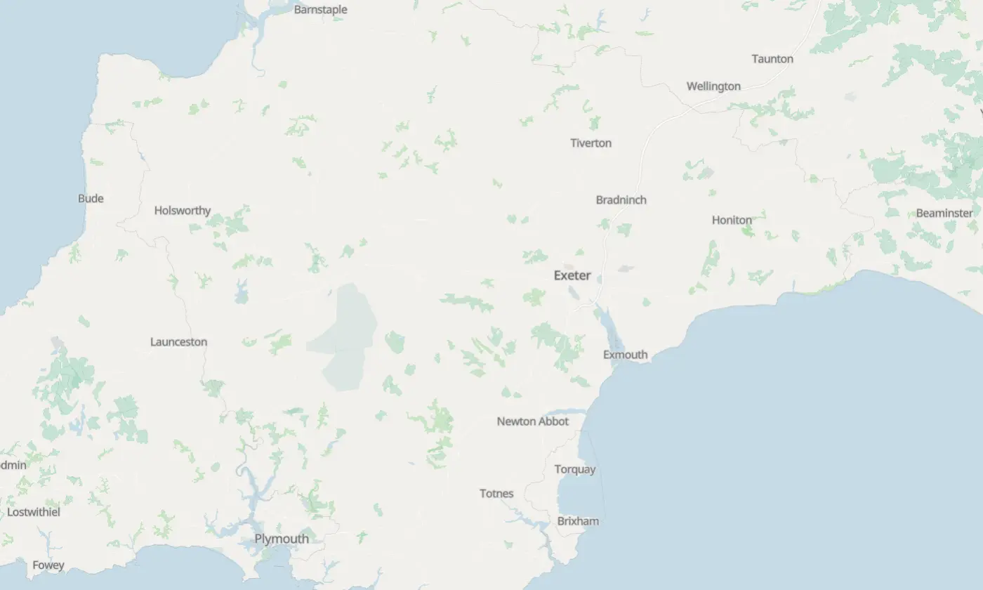 Map of Devon and the surrounding area