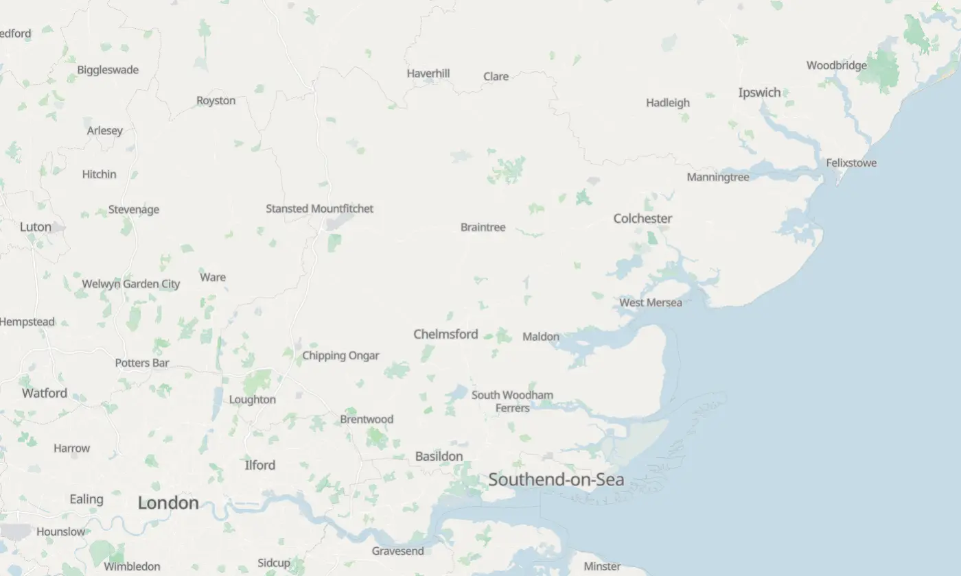 Map of Essex and the surrounding area