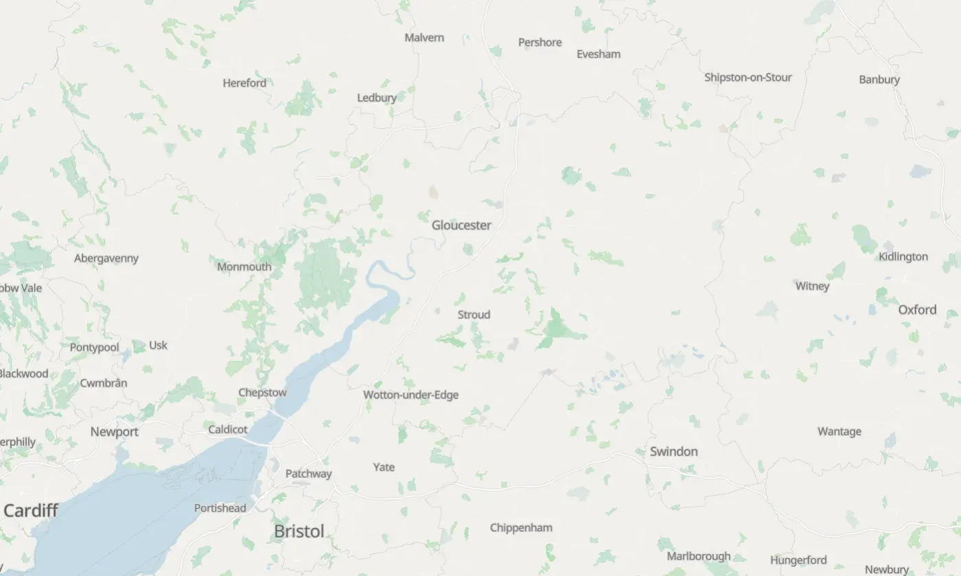 Map of Gloucestershire and the surrounding area
