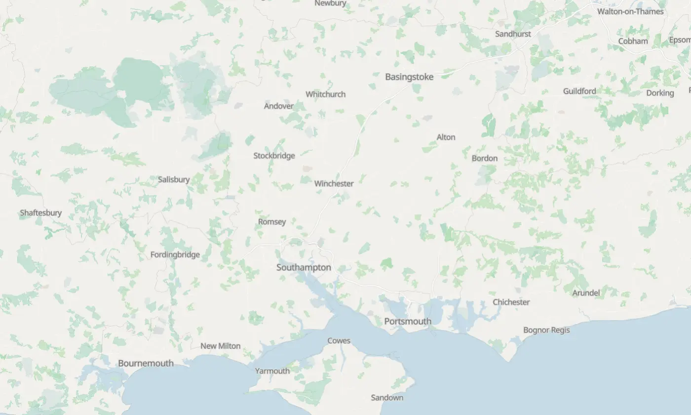 Map of Hampshire and the surrounding area