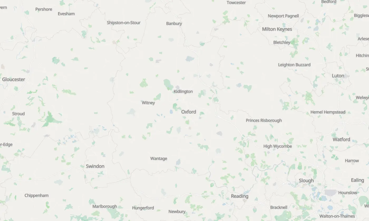 Map of Oxfordshire and the surrounding area