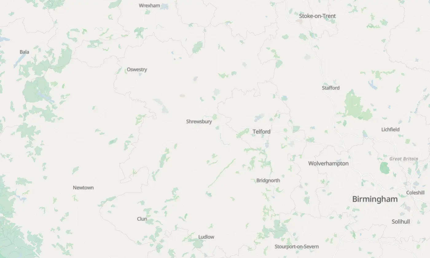 Map of Shropshire and the surrounding area