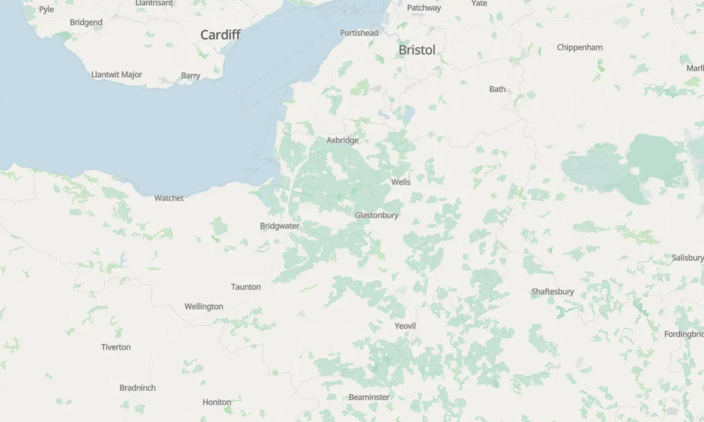Map of Somerset and the surrounding area