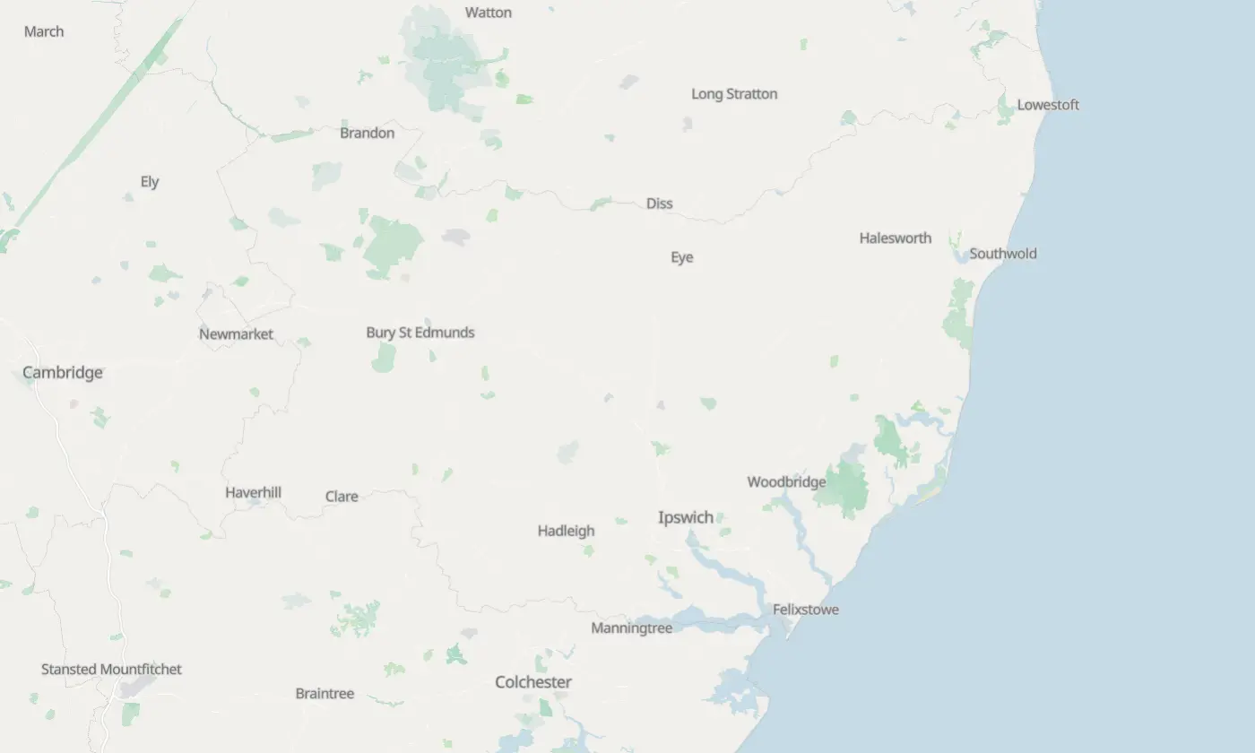 Map of Suffolk and the surrounding area