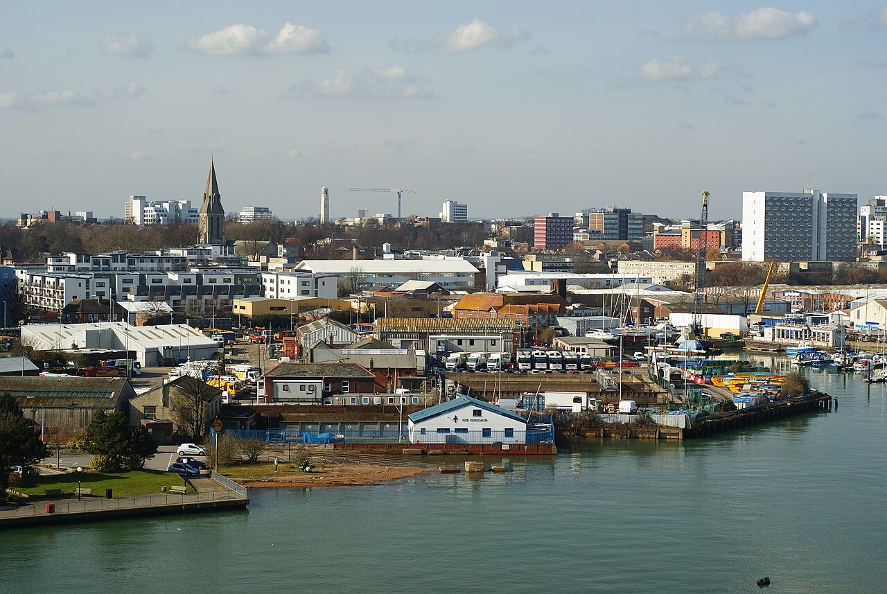 Southampton waterfront from the Itchen Bridge