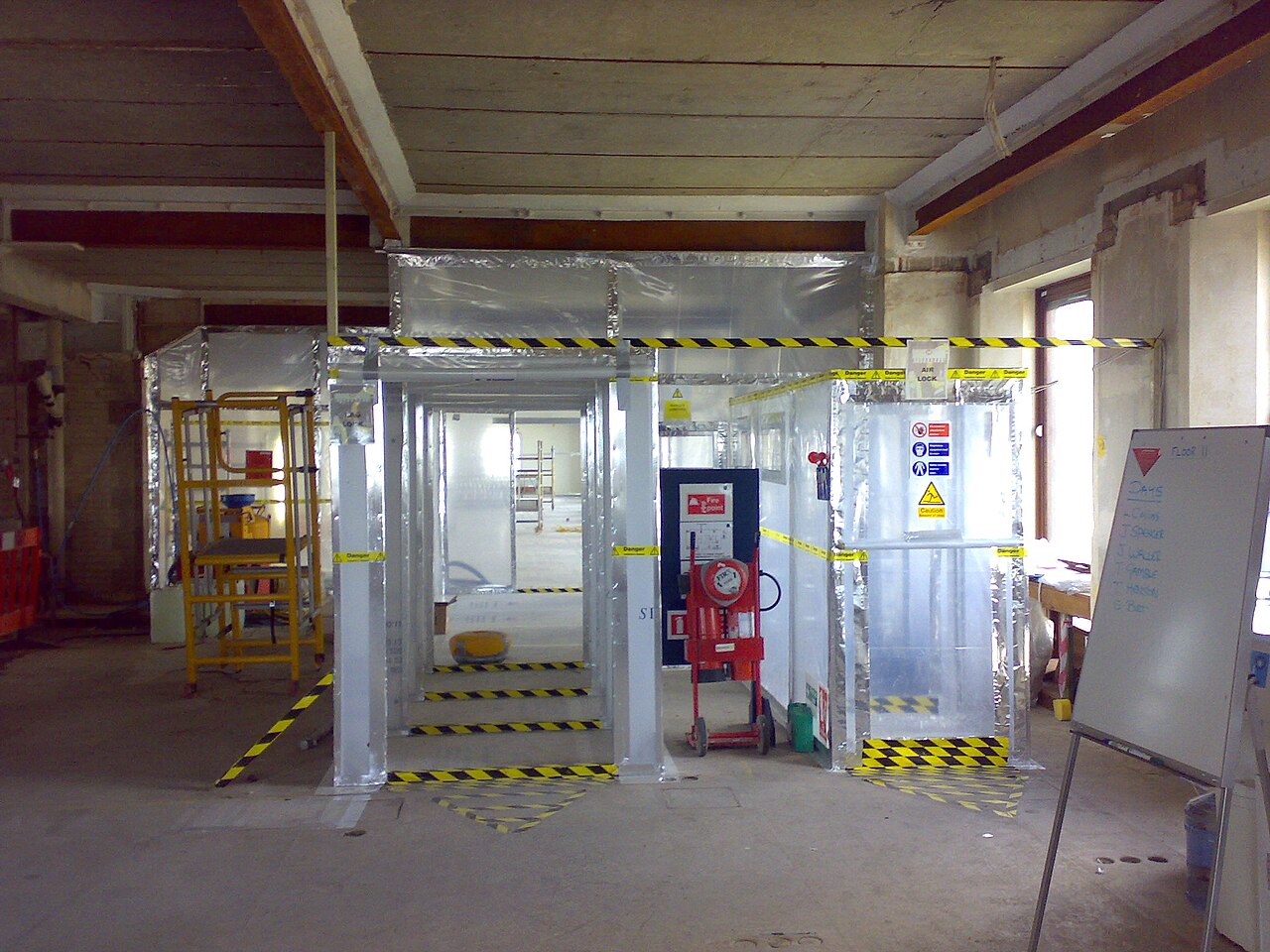 A sealed enclosure for licensed asbestos removal work in a UK building